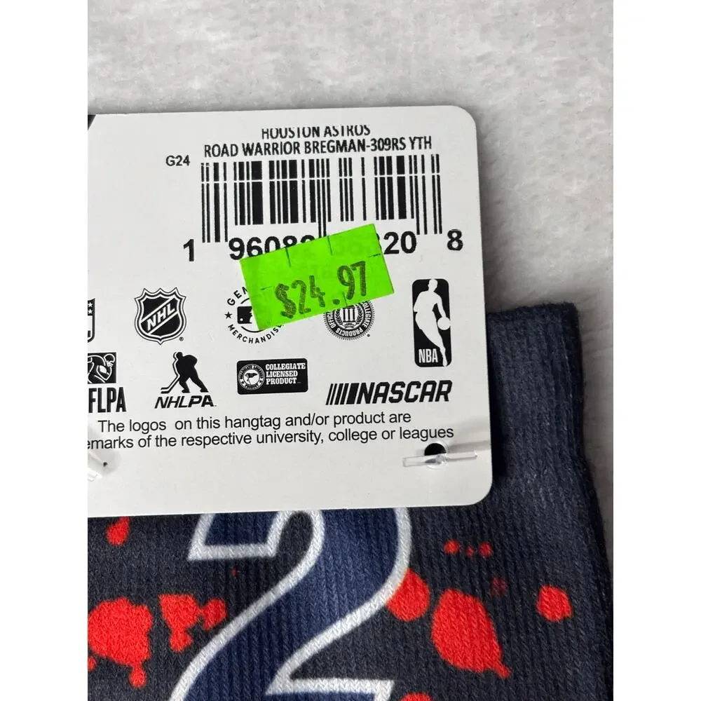 For Bare Feet Youth Size (13,1-3) Houston Astros Bregman #2 Socks NWTs